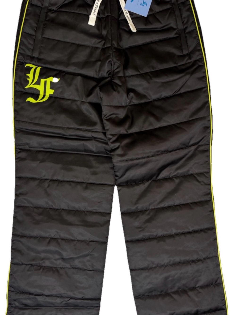 Puma Black Track Pants with Yellow Price Tag Accent